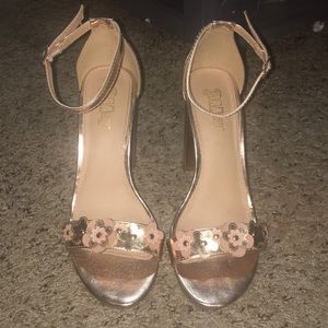 Rose gold chunky heels